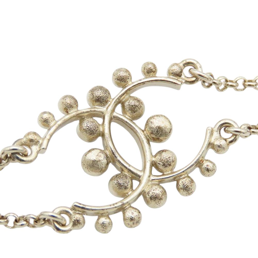 Chanel B Chanel Gold with Black Gold Plated Metal CC Faux Pearl Rhinestones Bracelet France