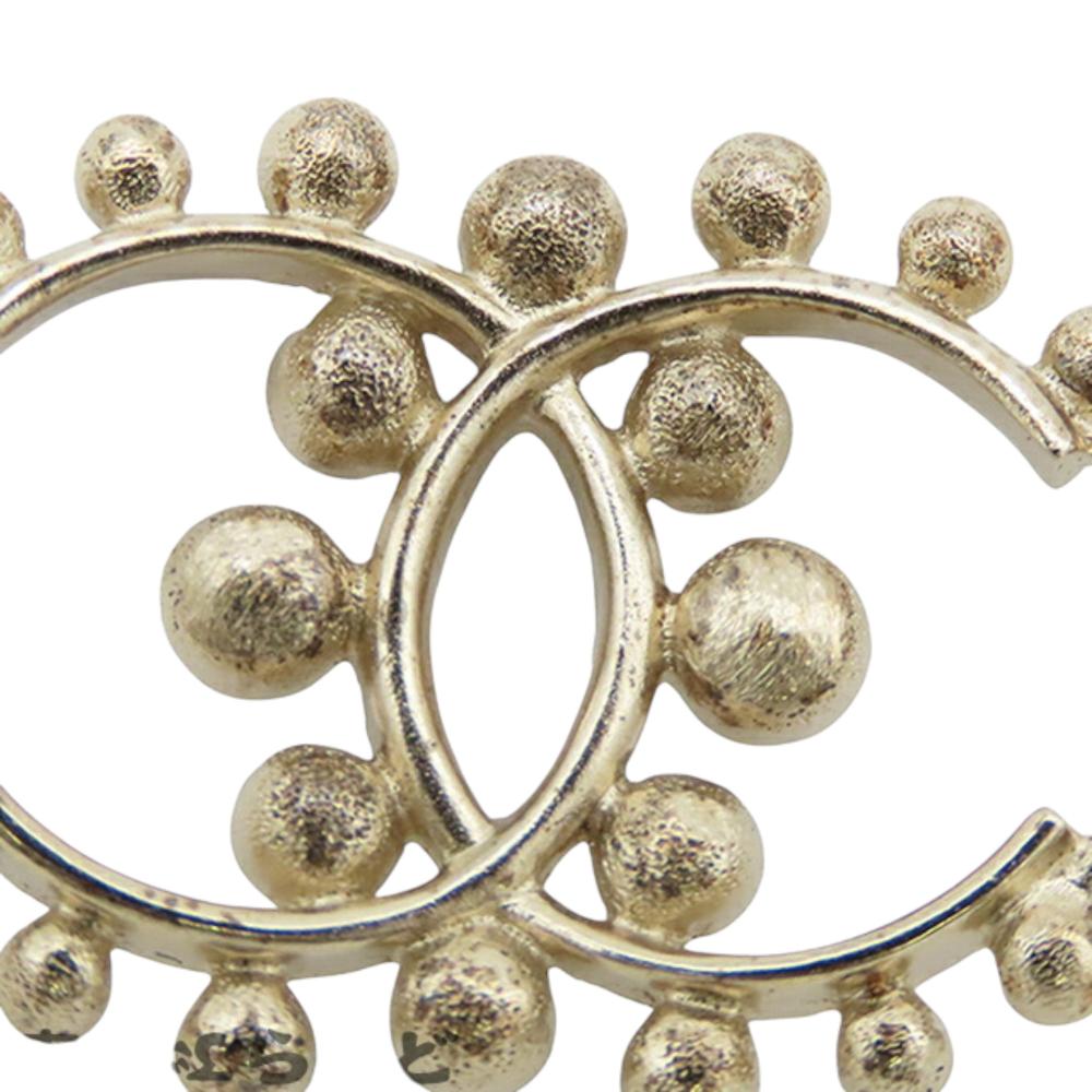 Chanel B Chanel Gold with Black Gold Plated Metal CC Faux Pearl Rhinestones Bracelet France