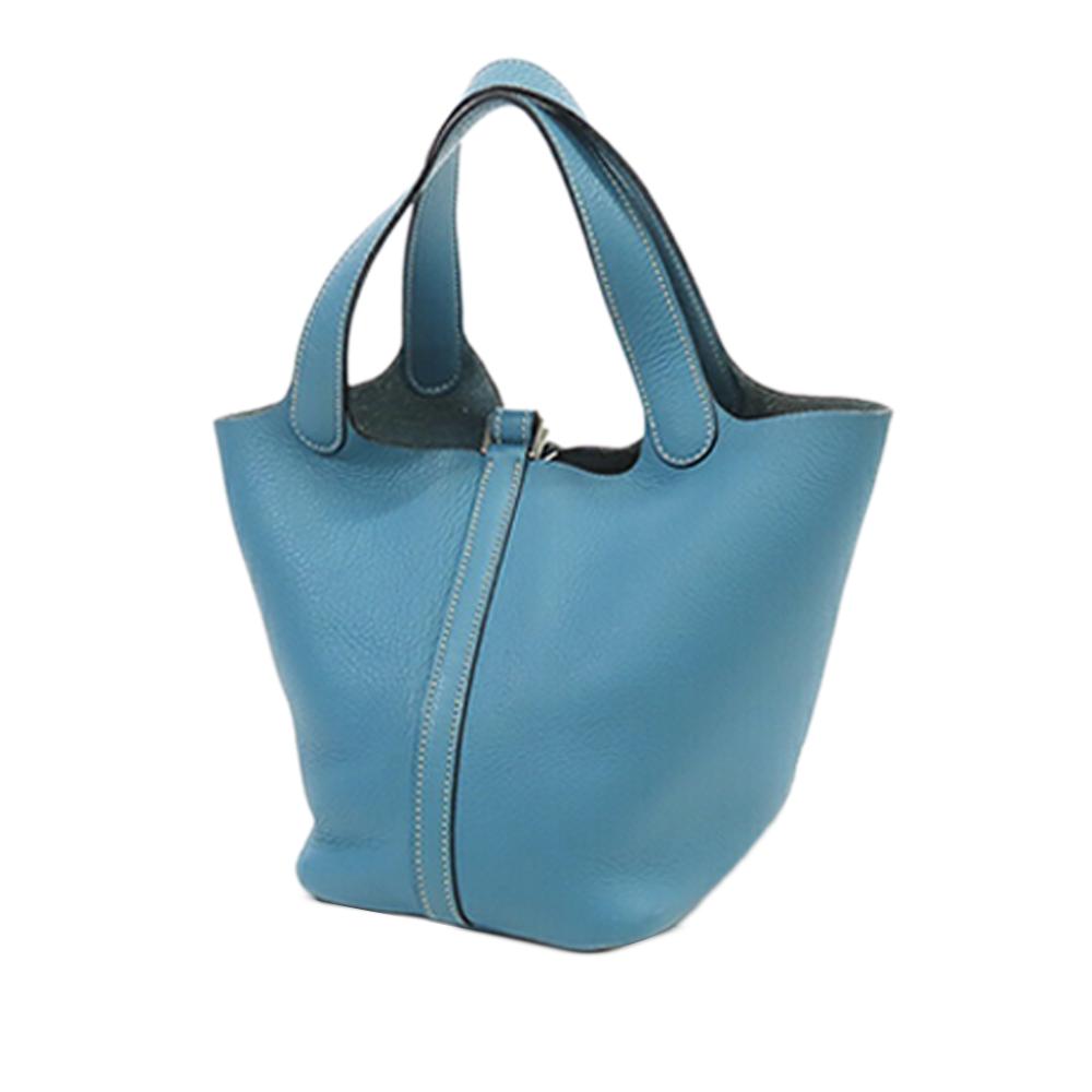 Hermès B Hermès Blue Calf Leather Clemence Picotin 18 France