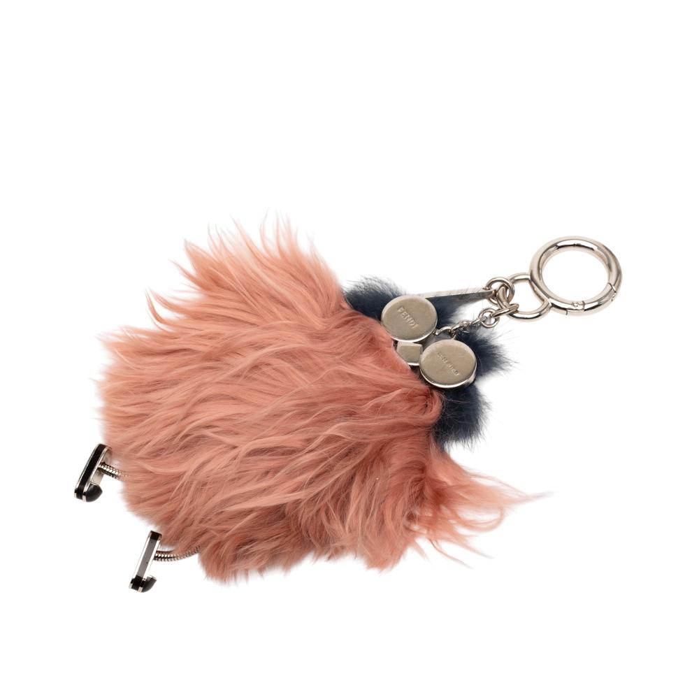 Fendi B Fendi Pink Fur Natural Material Mink Teen Witches Bag Charm Italy