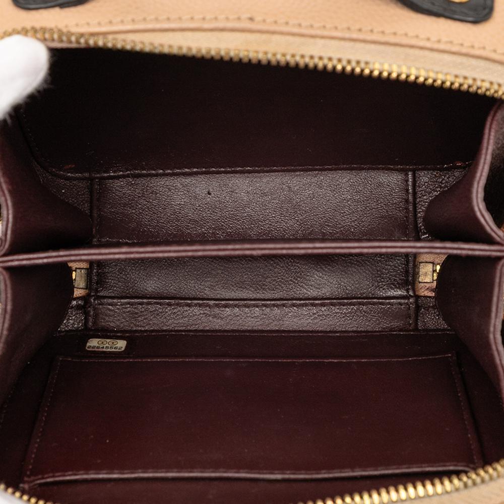 Chanel B Chanel Brown Beige with Black Caviar Leather Leather Small Caviar CC Filigree Vanity Case Italy