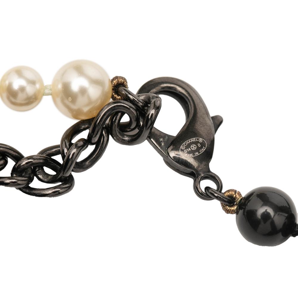 Chanel AB Chanel Black with White Pearl Faux Pearl Other CC and Bead Necklace Italy