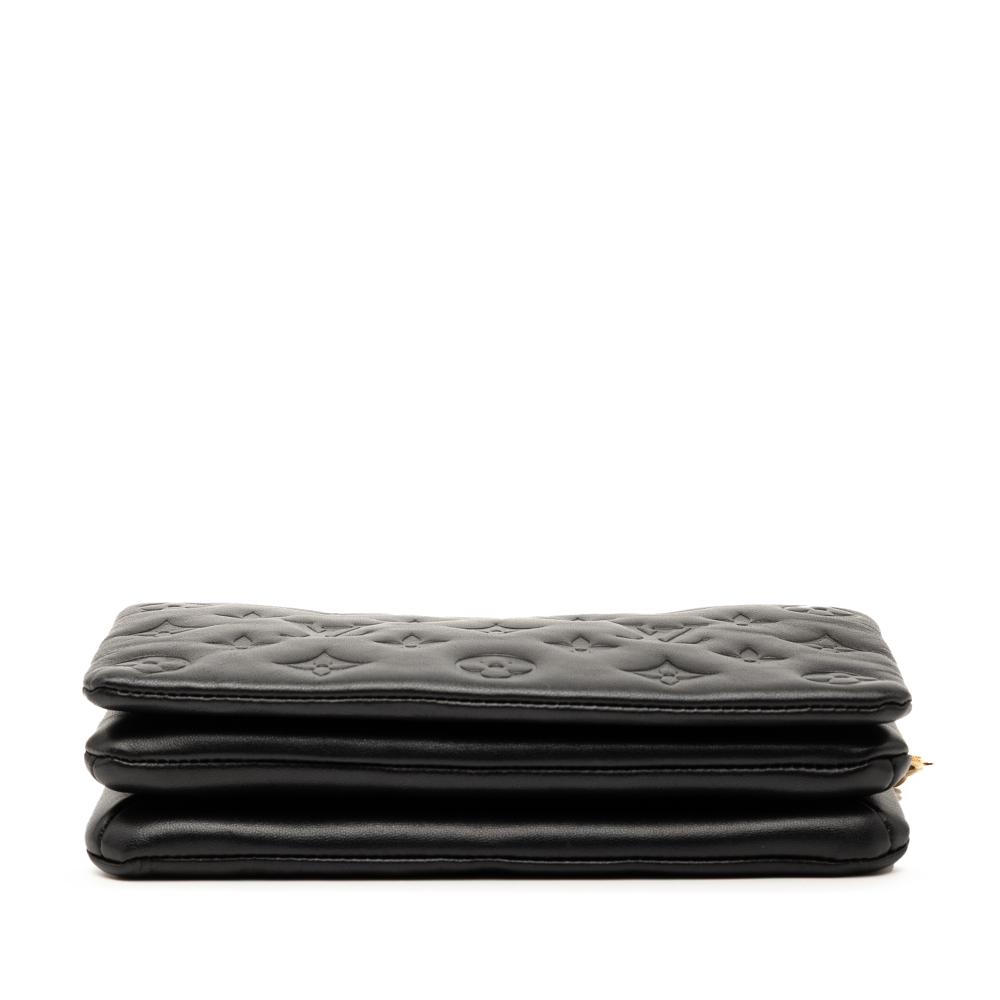 Louis Vuitton AB Louis Vuitton Black Lambskin Leather Leather Monogram Embossed Pochette Coussin Italy