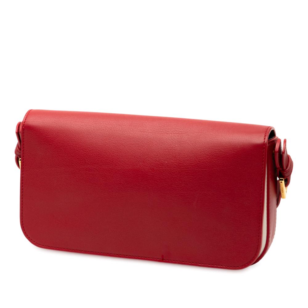 Fendi B Fendi Red Calf Leather 3Baguette Shoulder Bag Italy