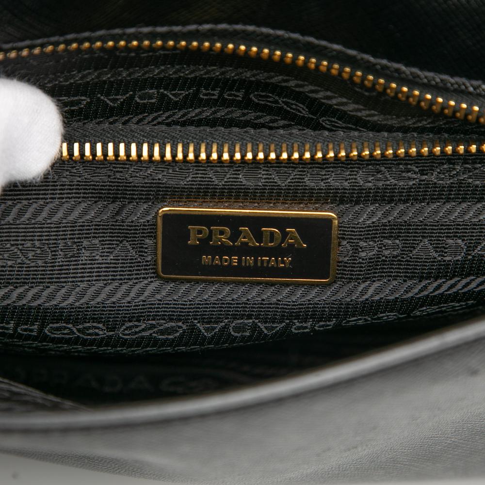 Prada B Prada Black with Gold Saffiano Leather Lux Flap Crossbody Italy