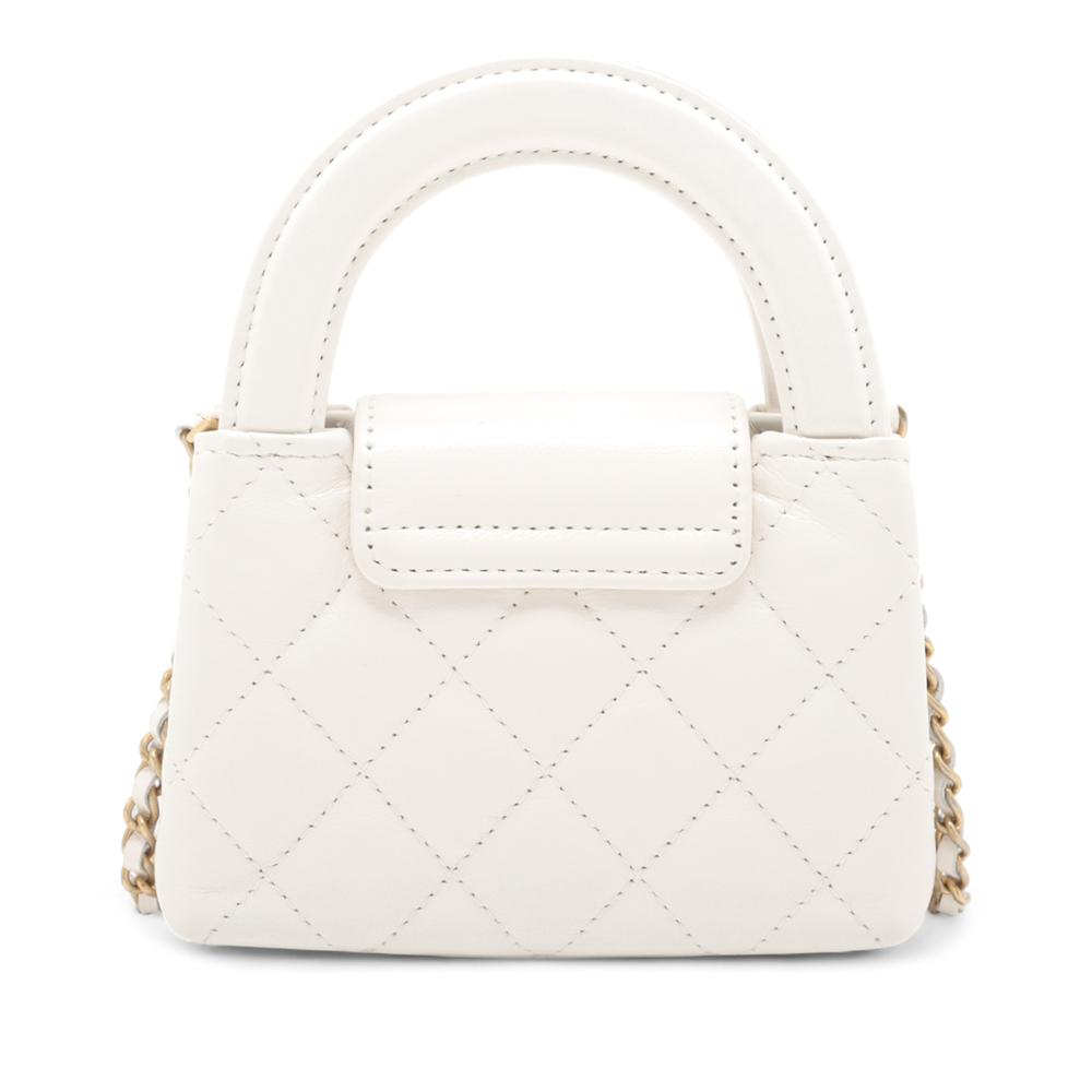 Chanel AB Chanel White Calf Leather Nano Aged skin Kelly Shopper Bag France