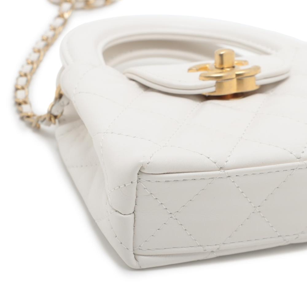 Chanel AB Chanel White Calf Leather Nano Aged skin Kelly Shopper Bag France