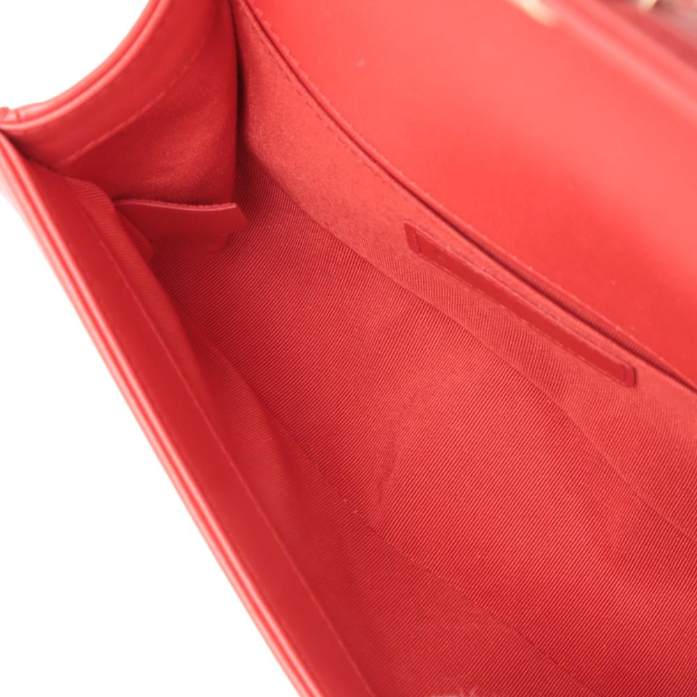 Chanel AB Chanel Red Straw Natural Material Small and Lambskin Boy Flap France