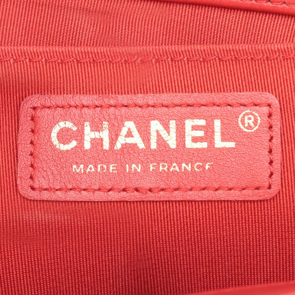 Chanel AB Chanel Red Straw Natural Material Small and Lambskin Boy Flap France