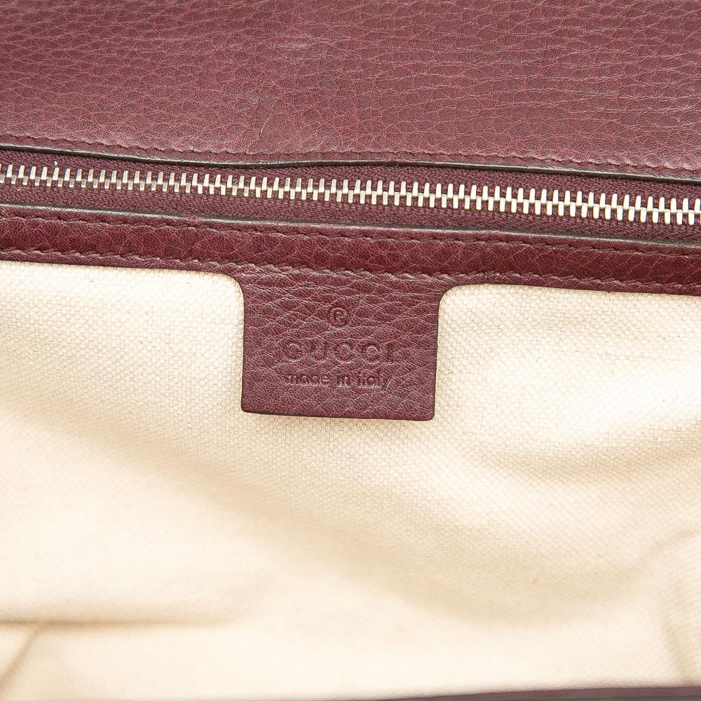 Gucci B Gucci Brown Beige Canvas Fabric Medium GG New Bamboo Top Handle Bag Italy