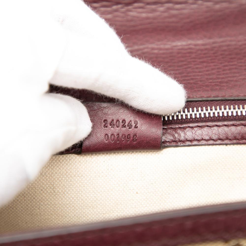 Gucci B Gucci Brown Beige Canvas Fabric Medium GG New Bamboo Top Handle Bag Italy