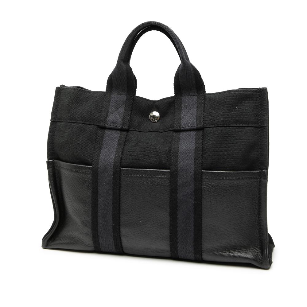 Hermès B Hermès Blue Navy Canvas Fabric and Leather Fourre Tout PM France