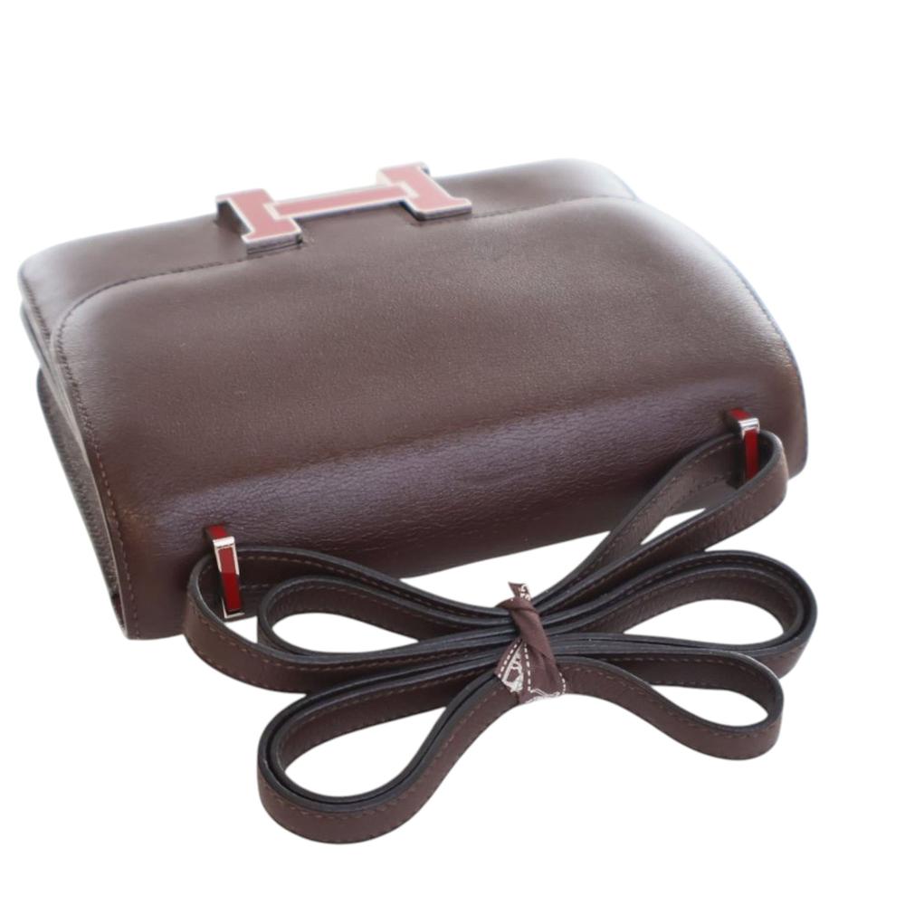 Hermès AB Hermès Red Burgundy Calf Leather Mini Swift Verso Constance 18 France