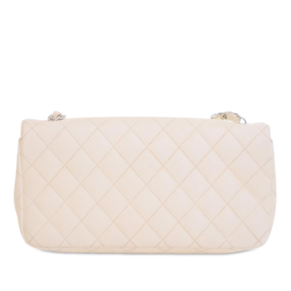 Chanel B Chanel White Caviar Leather Leather Classic Caviar East West Single Flap France