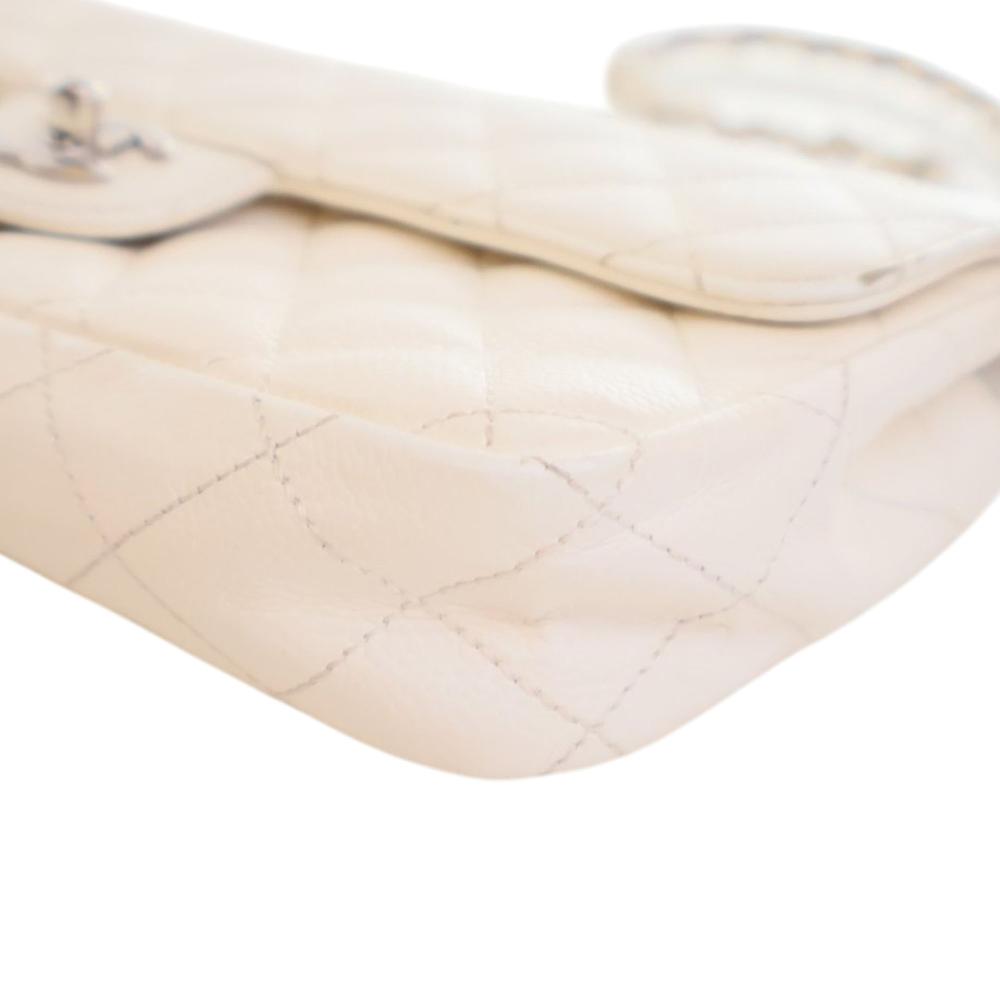 Chanel B Chanel White Caviar Leather Leather Classic Caviar East West Single Flap France