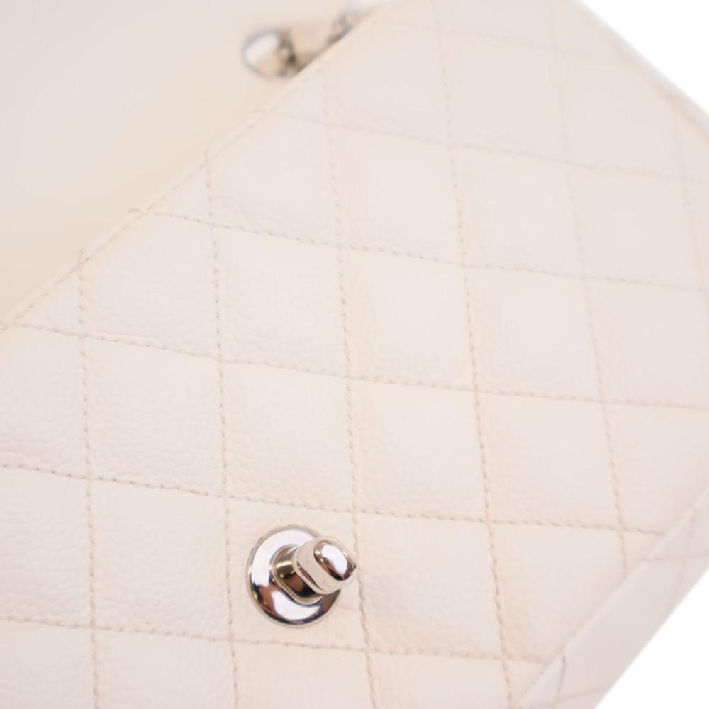 Chanel B Chanel White Caviar Leather Leather Classic Caviar East West Single Flap France