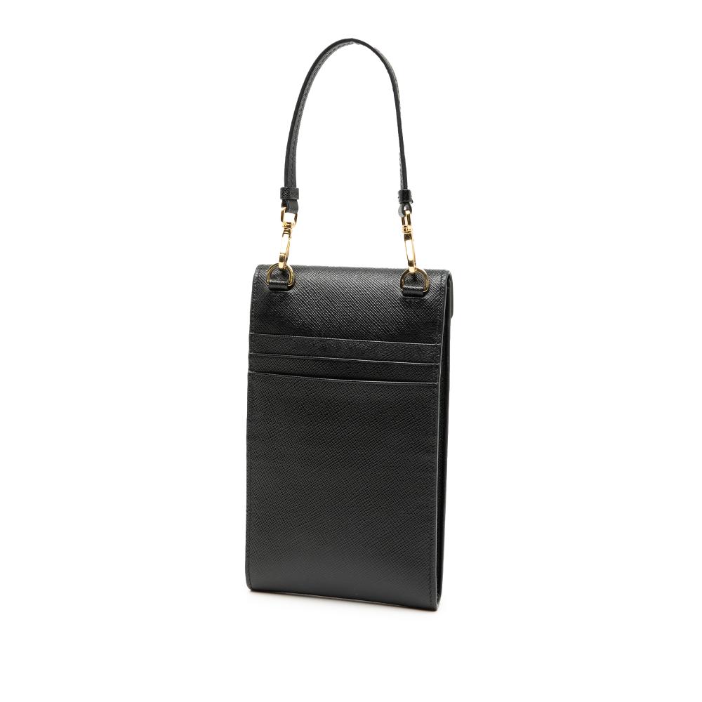 Prada AB Prada Black Saffiano Leather Mini Lux Top Handle Bag Italy