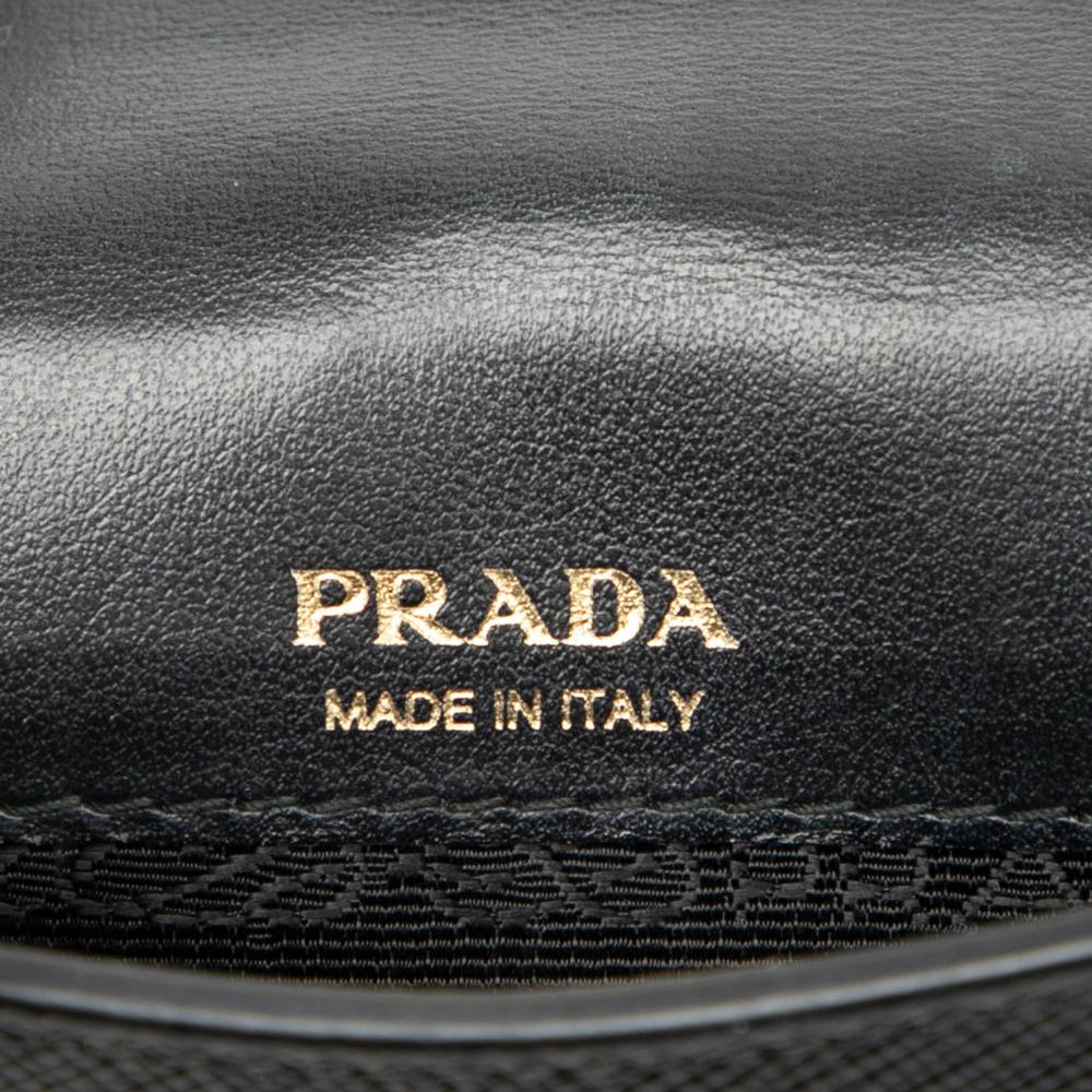 Prada AB Prada Black Saffiano Leather Mini Lux Top Handle Bag Italy