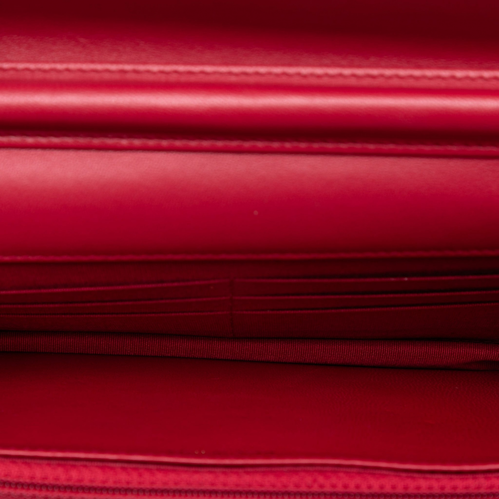 Chanel Boy Caviar Leather Quilted Wallet on Chain Crossbody Red