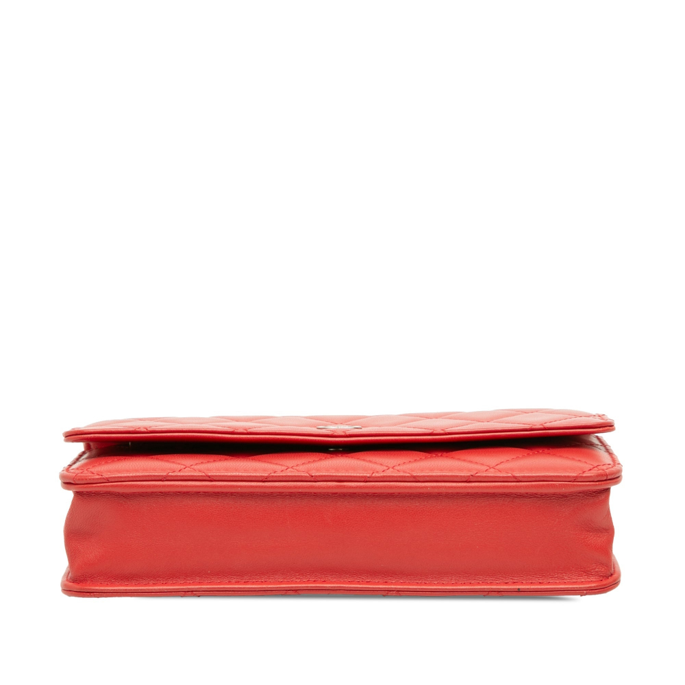 Chanel WOC Quilted Lambskin Leather 2-Ways Flap Crossbody Red