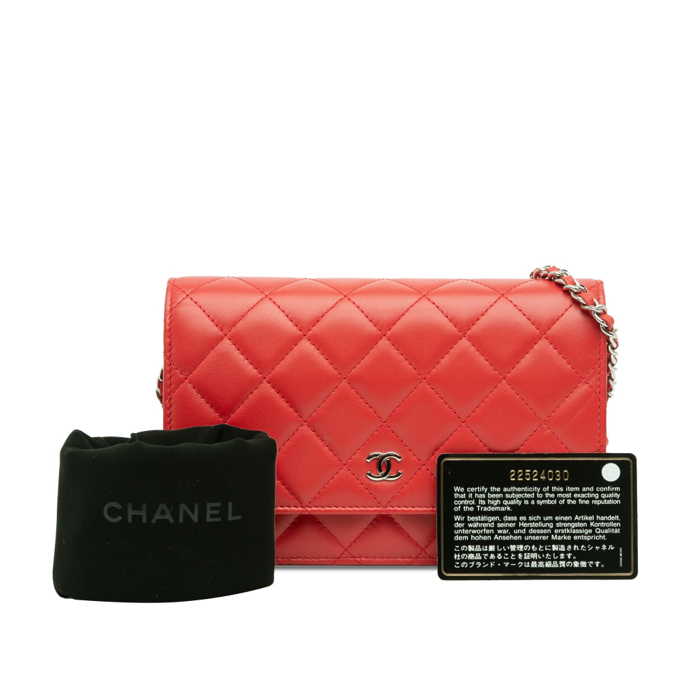 Chanel WOC Quilted Lambskin Leather 2-Ways Flap Crossbody Red