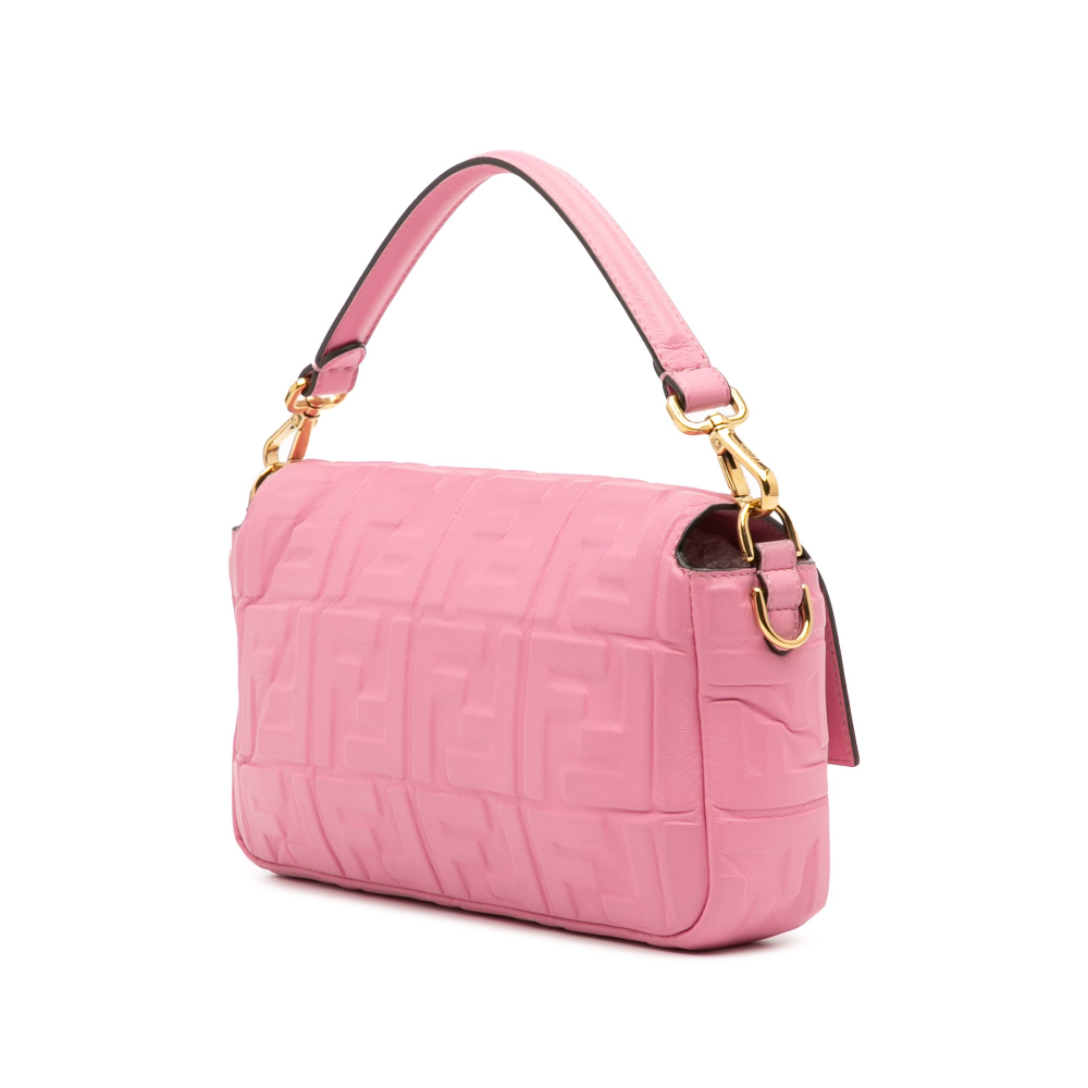 Fendi Zucca Medium Leather Shoulder Bag Pink