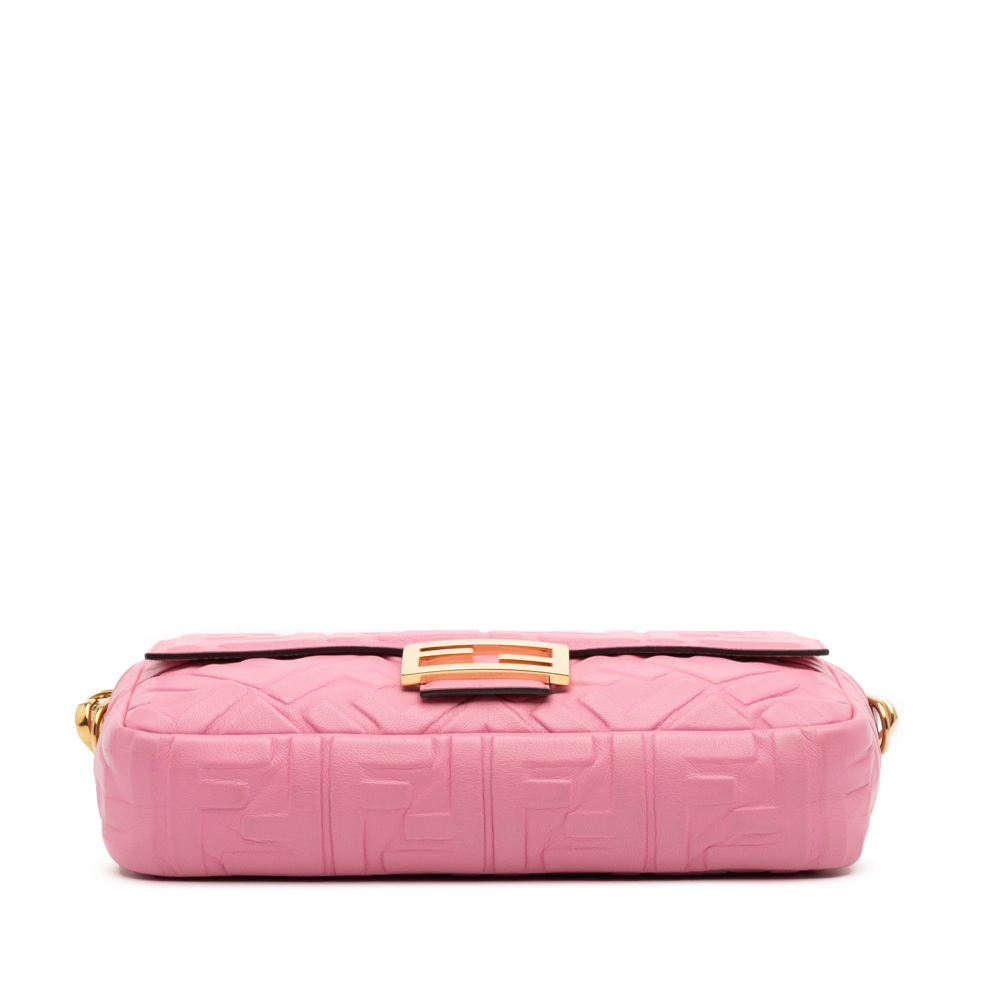 Fendi Zucca Medium Leather Shoulder Bag Pink