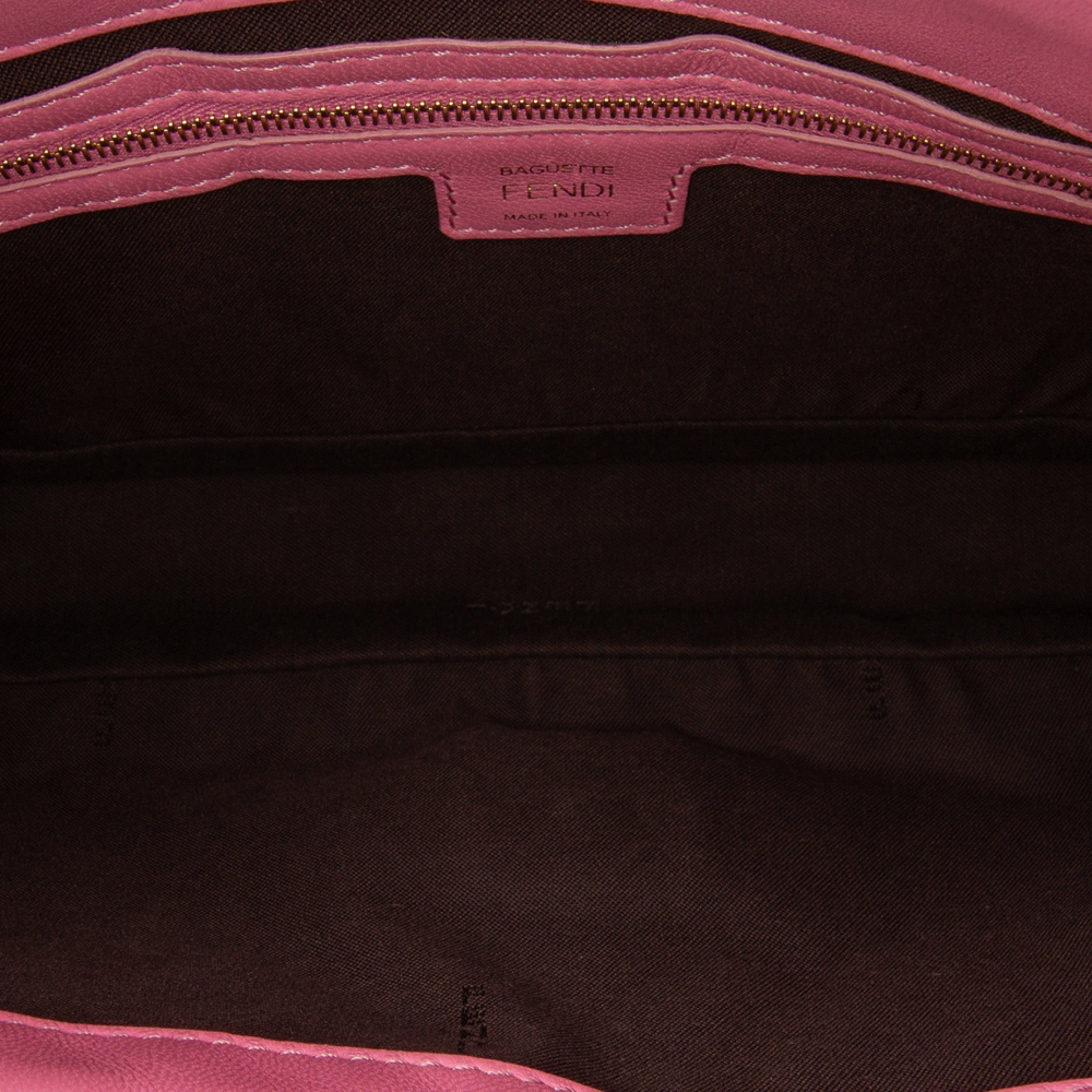 Fendi Zucca Medium Leather Shoulder Bag Pink