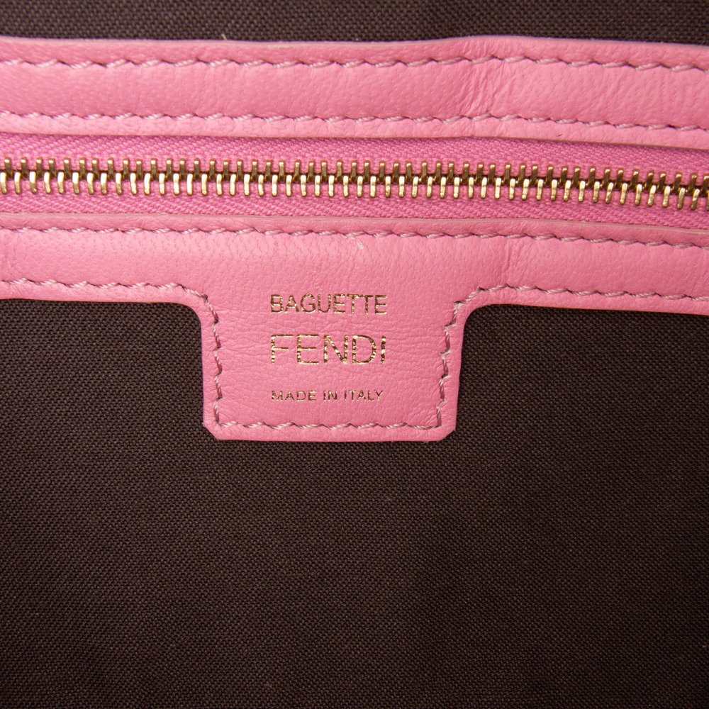 Fendi Zucca Medium Leather Shoulder Bag Pink