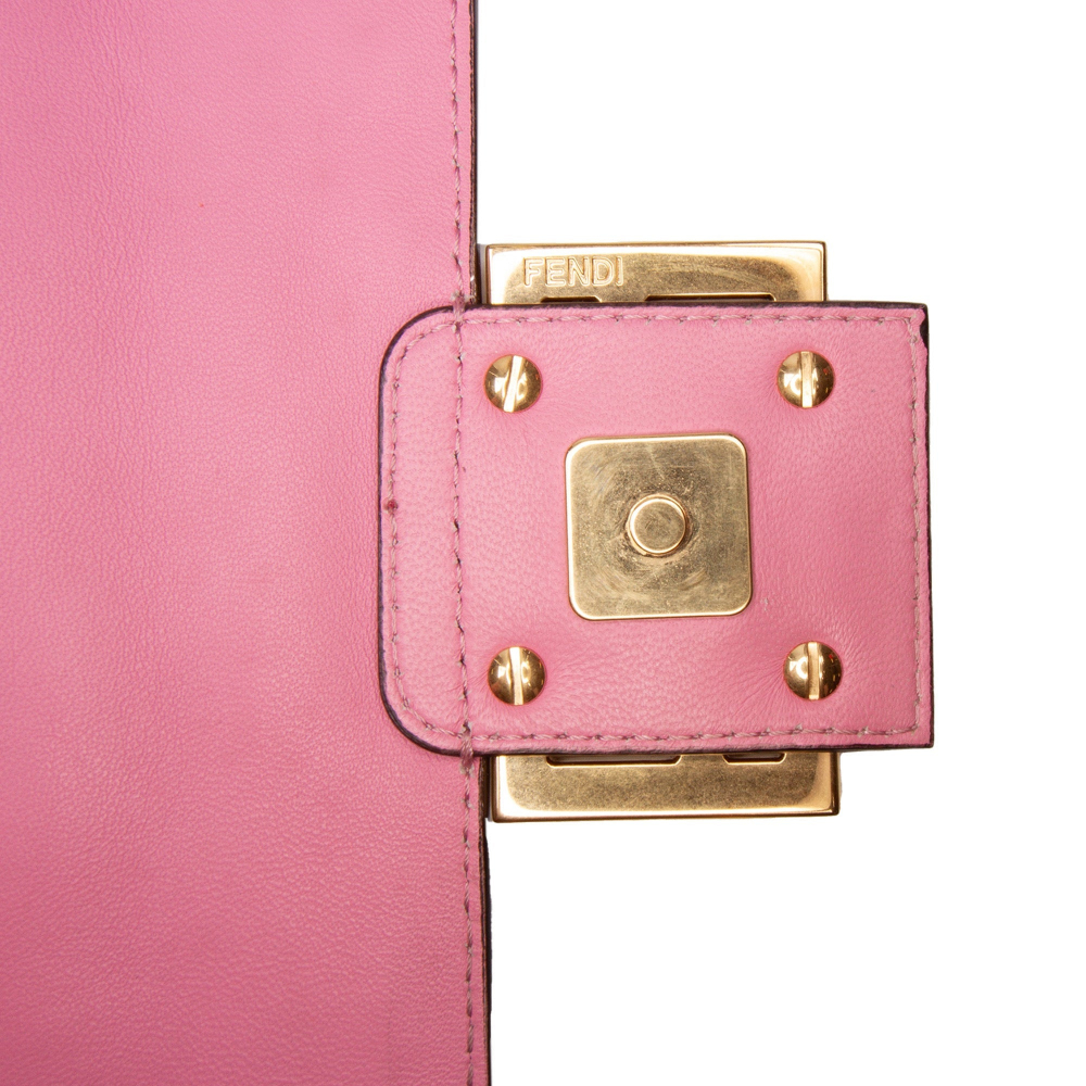 Fendi Zucca Medium Leather Shoulder Bag Pink