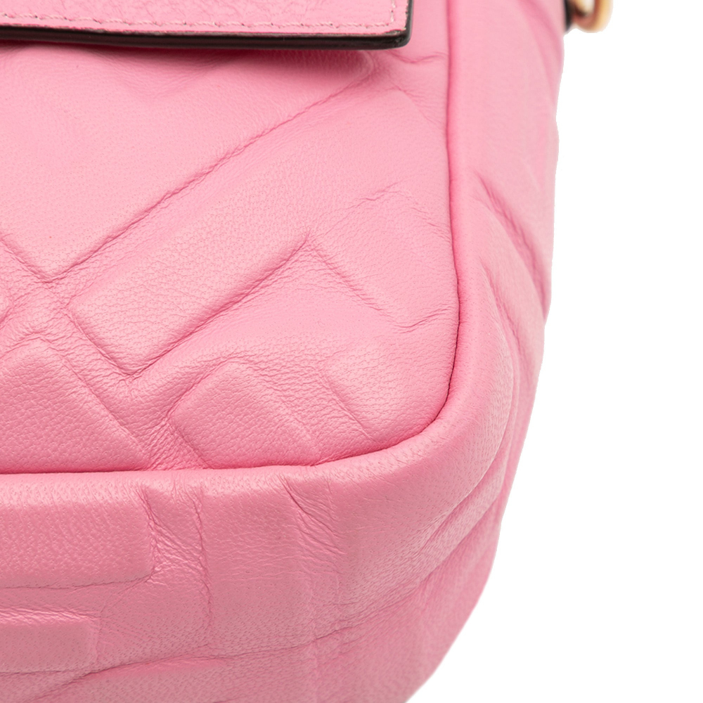 Fendi Zucca Medium Leather Shoulder Bag Pink