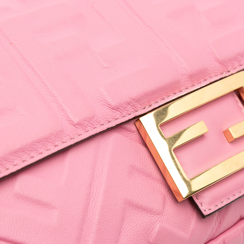 Fendi Zucca Medium Leather Shoulder Bag Pink