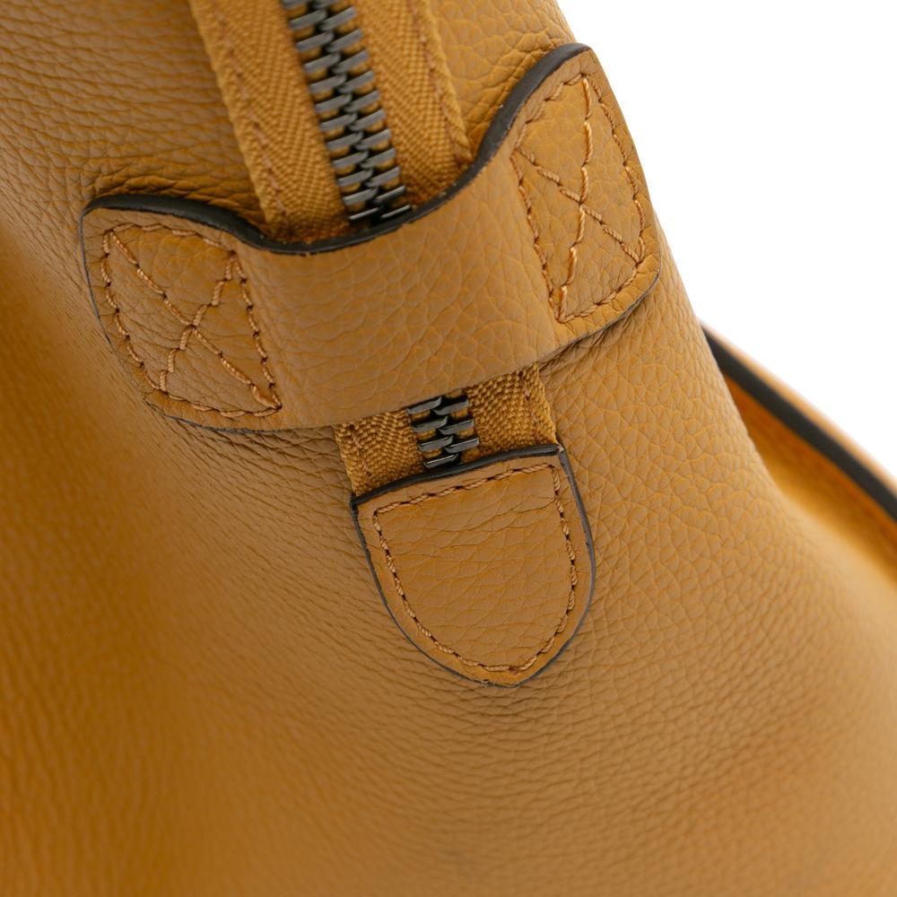 Celine B Celine Yellow Mustard Calf Leather Mini Drummed skin Luggage Tote Italy