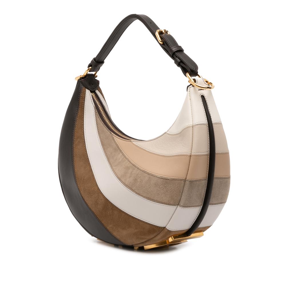 Fendi AB Fendi Brown Calf Leather Small skin and Suede Rainbow Fendigraphy Italy