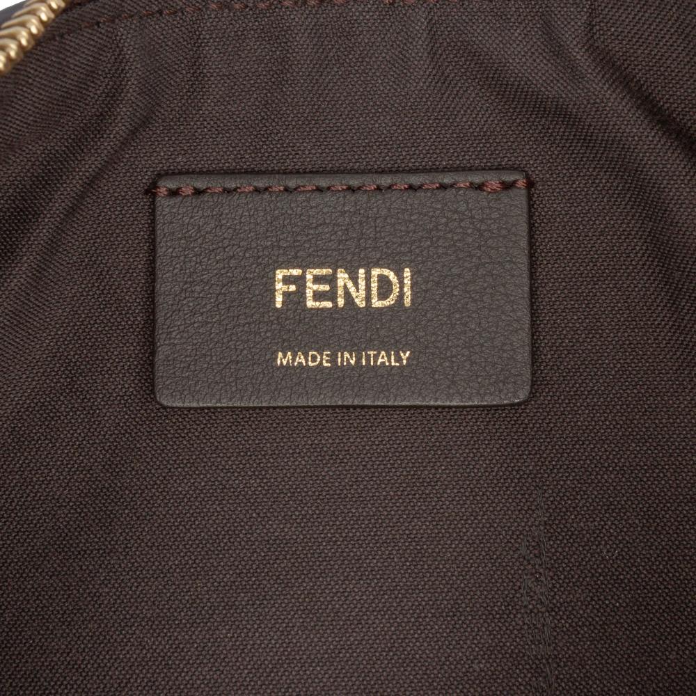 Fendi AB Fendi Brown Calf Leather Small skin and Suede Rainbow Fendigraphy Italy