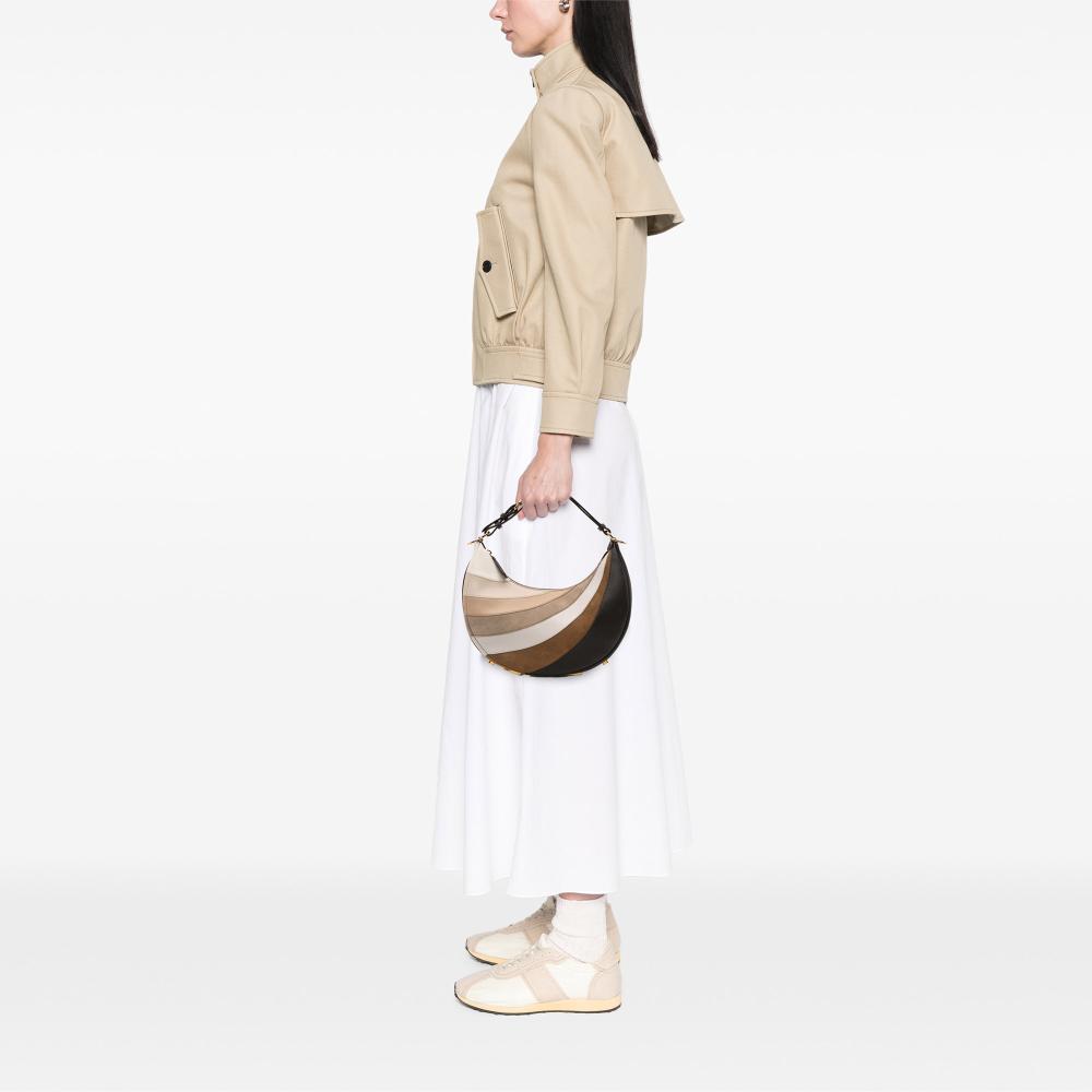 Fendi AB Fendi Brown Calf Leather Small skin and Suede Rainbow Fendigraphy Italy