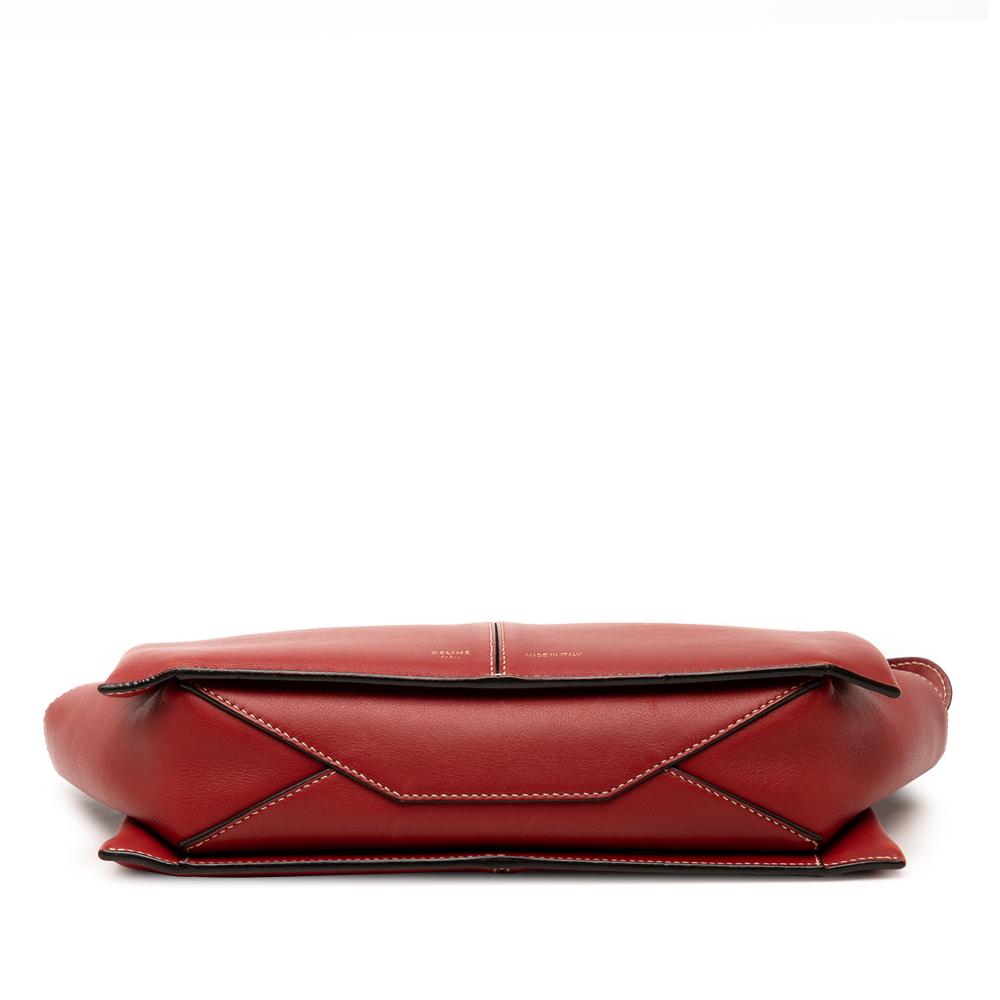 Celine B Celine Red Calf Leather Trifold Clutch On Chain Italy