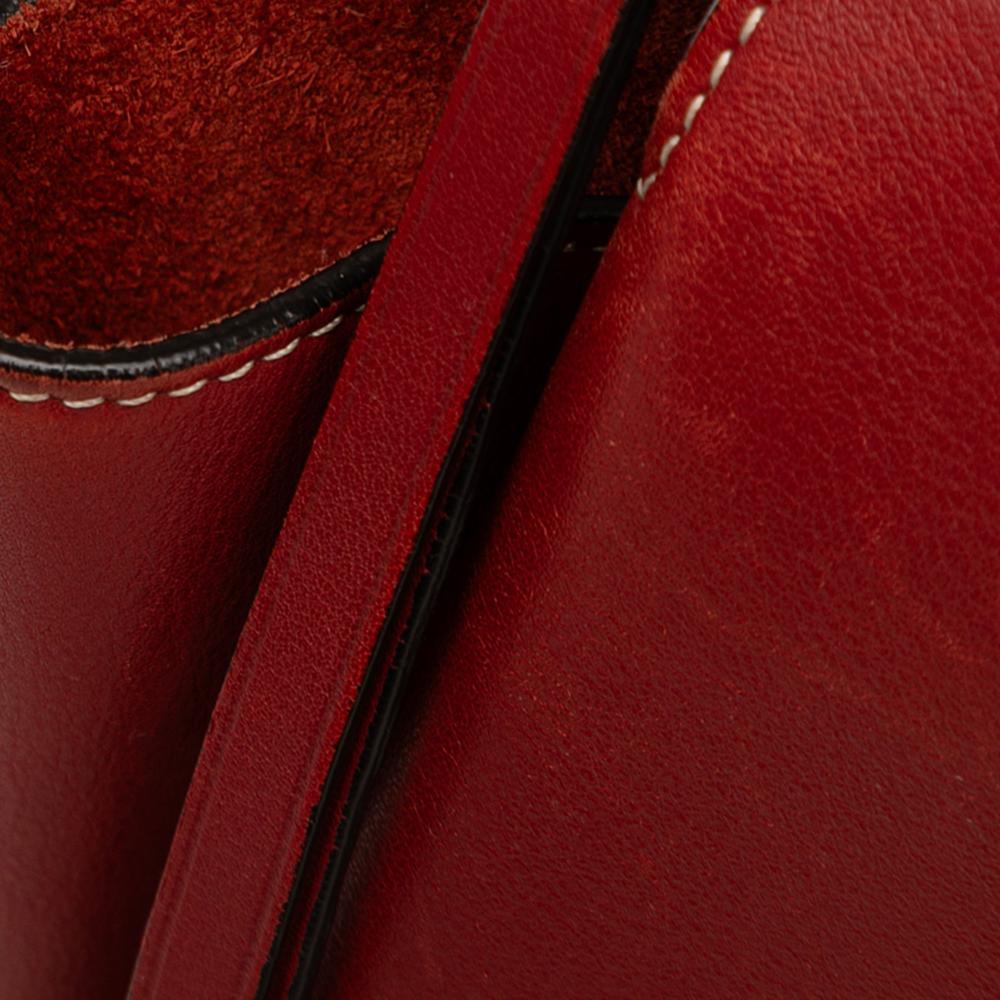 Celine B Celine Red Calf Leather Trifold Clutch On Chain Italy