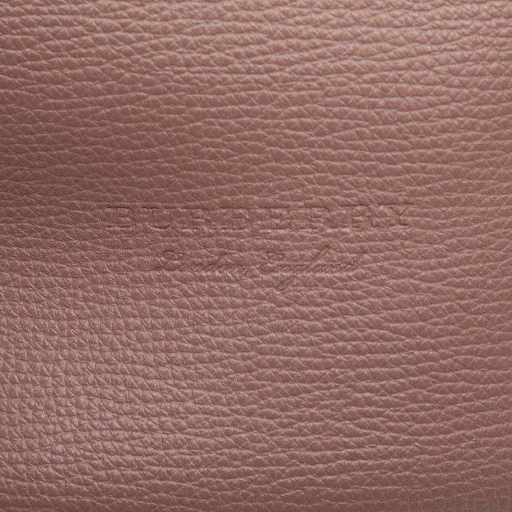 Burberry B Burberry Pink Rose Gold Calf Leather Lorne Bucket Bag Italy