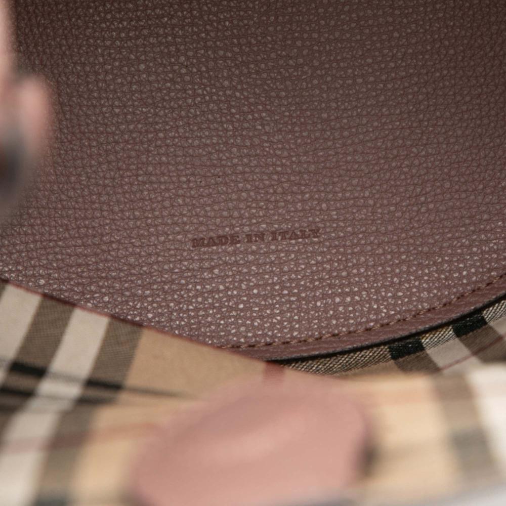 Burberry B Burberry Pink Rose Gold Calf Leather Lorne Bucket Bag Italy