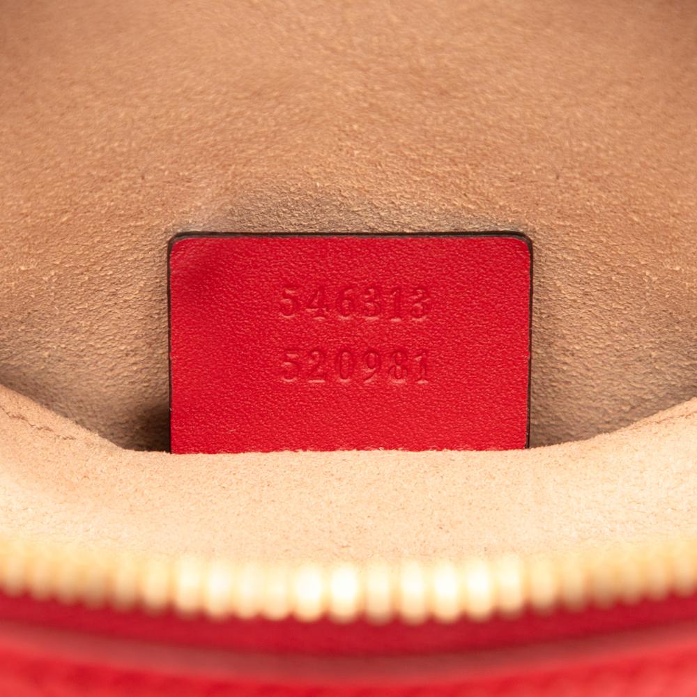 Gucci AB Gucci Brown Beige with Red Coated Canvas Fabric GG Supreme Blooms Chain Crossbody Italy