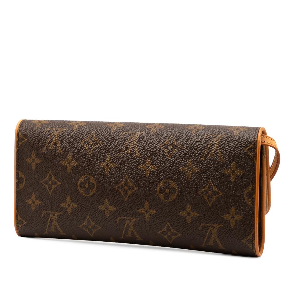 Louis Vuitton B Louis Vuitton Brown Monogram Canvas Fabric Monogram Pochette Twin GM France