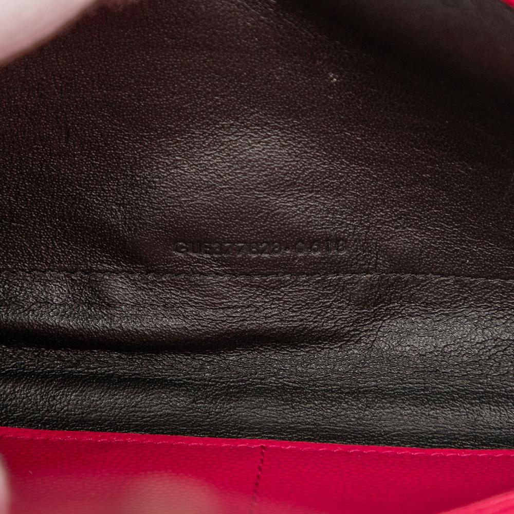 Saint Laurent B Saint Laurent Pink Dark Pink Calf Leather Grain De Poudre Classic Cassandre Chain Wallet Italy