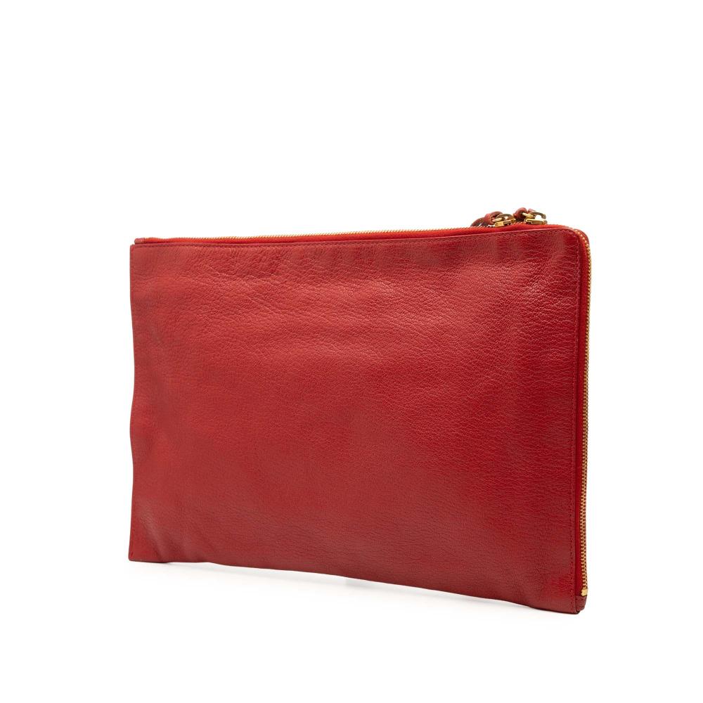 Balenciaga AB Balenciaga Red Calf Leather Veau Motocross Classic Metallic Edge Clutch Italy
