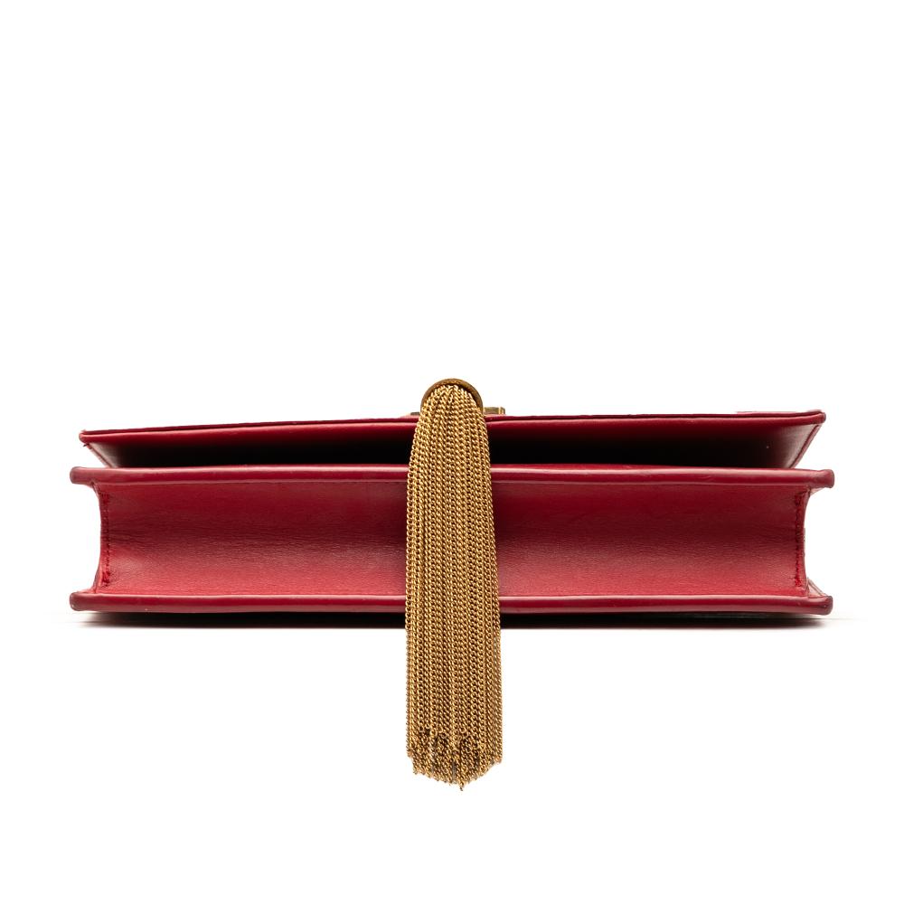 Saint Laurent B Saint Laurent Red Calf Leather Smooth skin Monogram Kate Tassel Wallet on Chain Italy