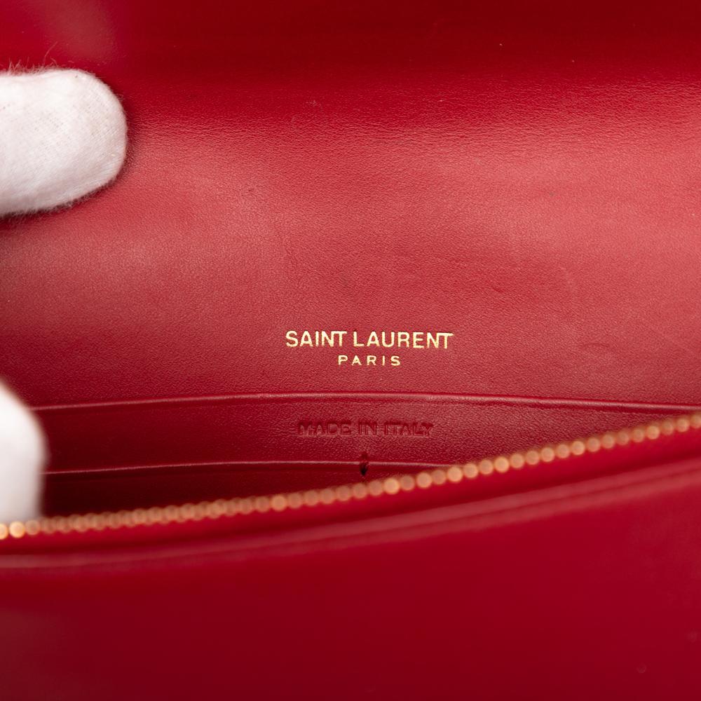 Saint Laurent B Saint Laurent Red Calf Leather Smooth skin Monogram Kate Tassel Wallet on Chain Italy