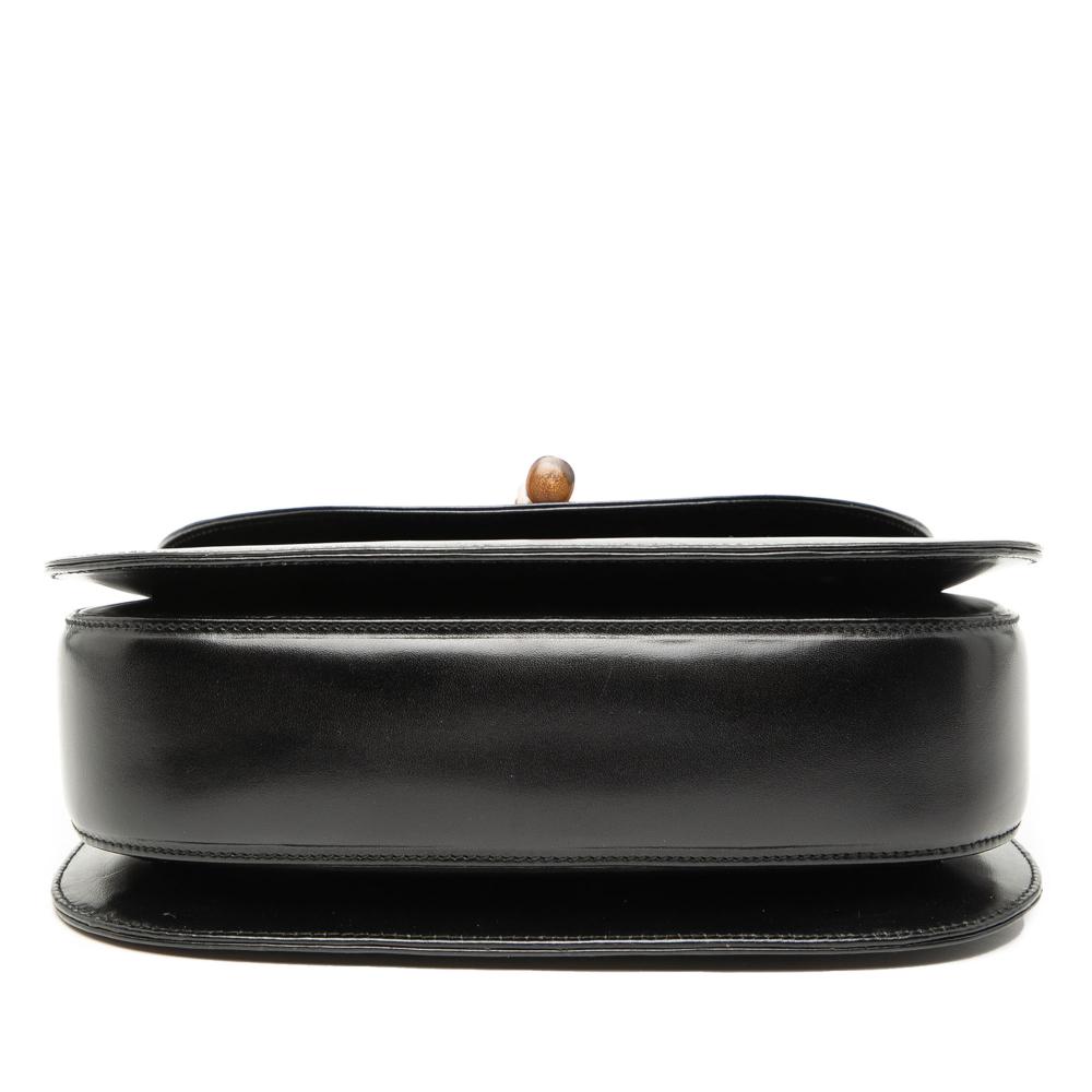 Gucci AB Gucci Black Calf Leather skin Bamboo Night Italy