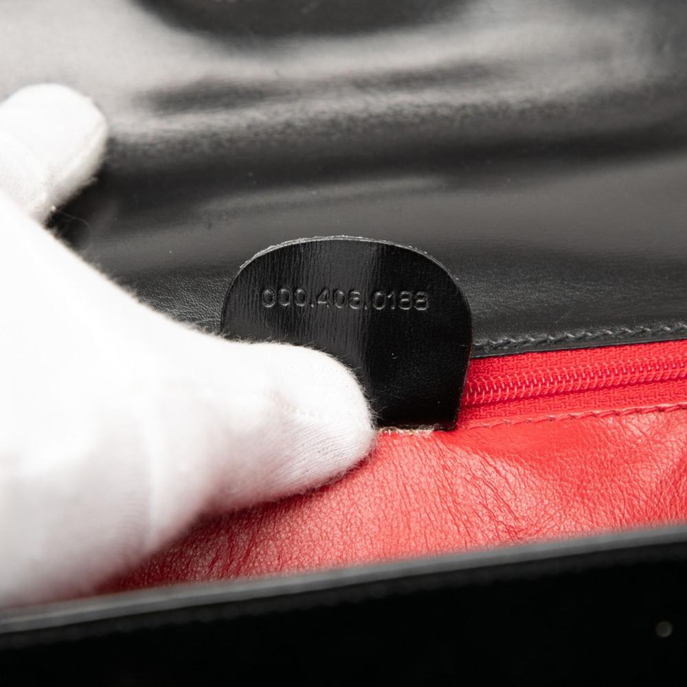 Gucci AB Gucci Black Calf Leather skin Bamboo Night Italy