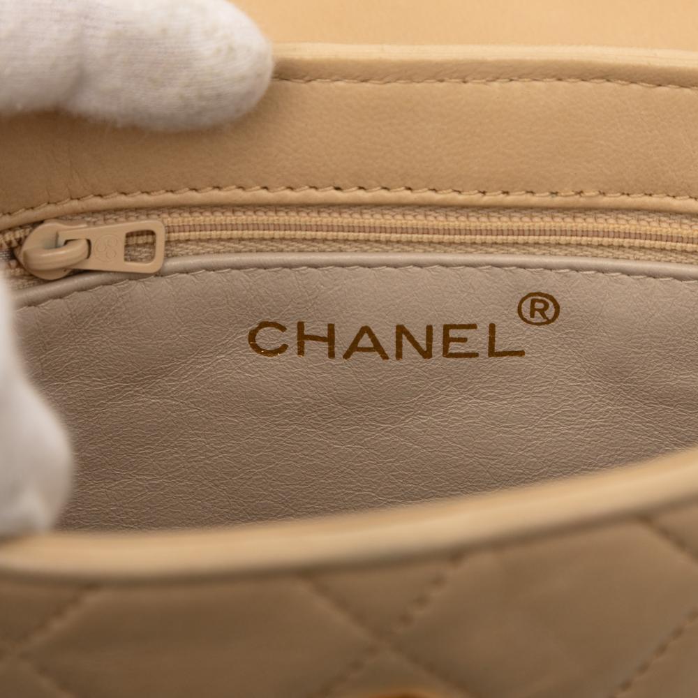 Chanel B Chanel Brown Beige Lambskin Leather Leather CC Quilted Lambskin Tassel Chain Vanity Bag Italy