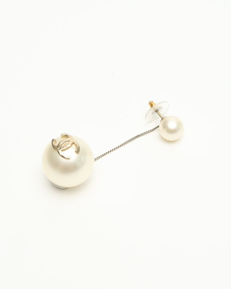 Chanel Coco Mark Dangling Pearl Earrings